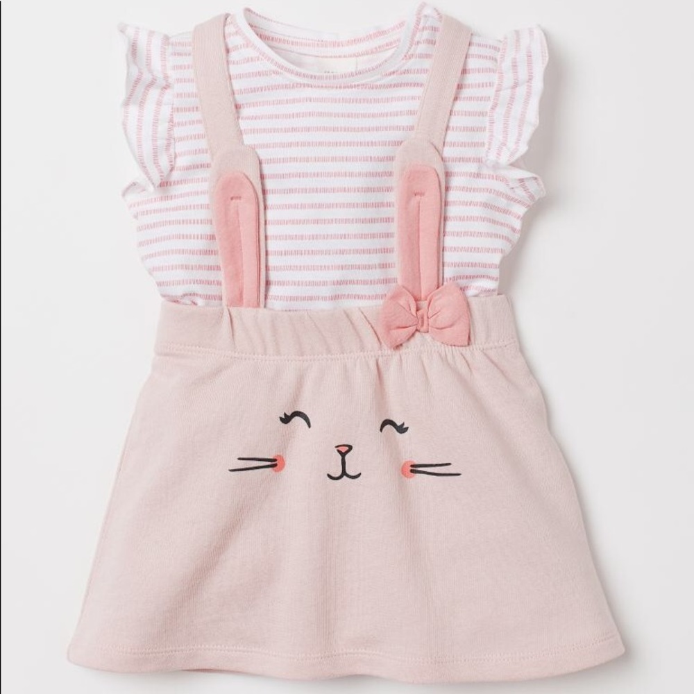 HM Pink Bunny Suspender Skirt